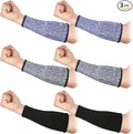 Sintege 3 Pairs Arm Protectors for Thin Skin and Bruising Cut Resistant Forearm Sleeve Level 5 Arm Burn Protection Sleeve (Light Blue, Dark Blue, Black,7.9 Inch)