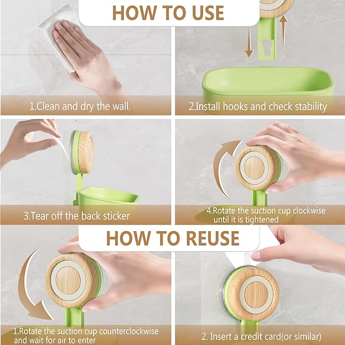Double Layer Soap Dish for Shower 2 Pack, Wall Mounted Bar Soap Holder Suction Cup 2 Layer Self Draining Soap Case Sponge Holder for Shower Bathroom, Tub and Kitchen Sink, Green