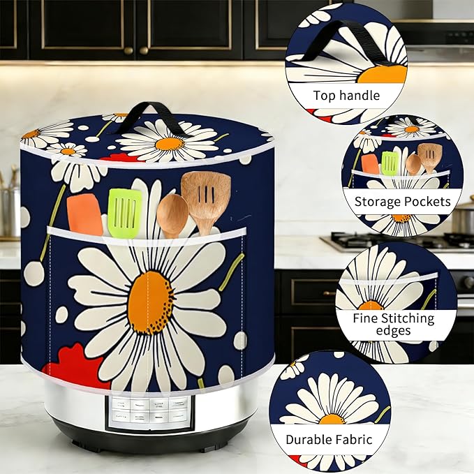 Air Fryer Dust Cover with Top Handle and Storage Bag, Compatible with Rice Cookers, Pressure Cookers, Slow Cookers and Air Fryers, Available in 3-Quart, 6-Quart and 8-Quart Sizes.