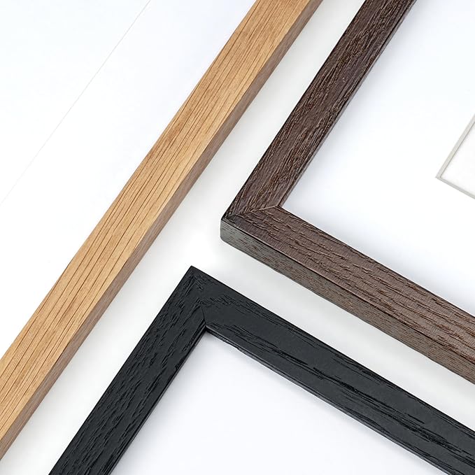 6x6 Picture Frames, Solid White Oak Wood Frame 6 x 6 with Stand for Wall & Tabletop Display, Rustic Wooden Photo Frame 6 by 6 with Real Glass, 6x6 Frame Matted to 4x4, Black Color, Set of 4