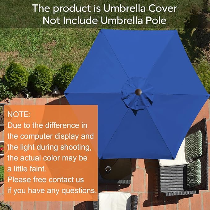 EliteShade USA 7.5FT Replacement Covers 6 Ribs Market Patio Umbrella Canopy Cover (CANOPY ONLY) (Royal Blue-8)