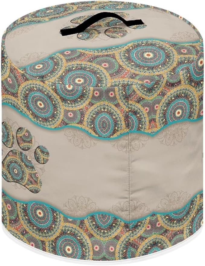 Xoenoiee Boho Mandala Dog Paw Print Kitchen Appliance Dust Cover with Pockets, Electric Pressure Cooker Cover Compatible with Rice Cooker Cover Air Fryer Cover, for 6 Quart