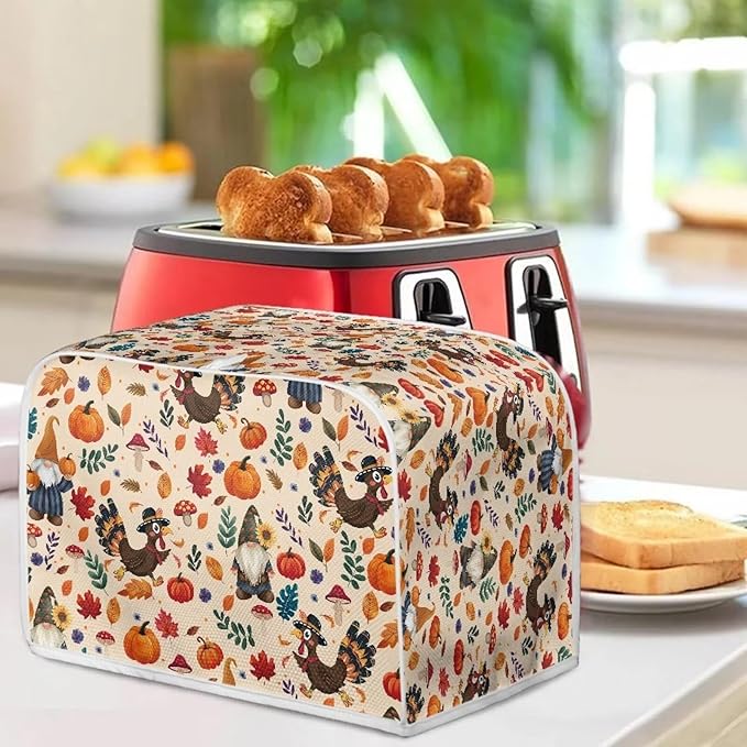UNICEU Fall Pumpkin Turkey Toaster Covers 2 Slice Bread Maker Dust Cover Kitchen Small Appliance Dust Protector Thankgiving Day Gift