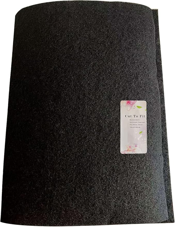 Cut-to-Fit Activated Carbon Filter Sheet Charcoal Air Vent Filters Pad Black Range Hood AC Replacement Fabric Filter 2 Pack 16" x 48" x 0.2"
