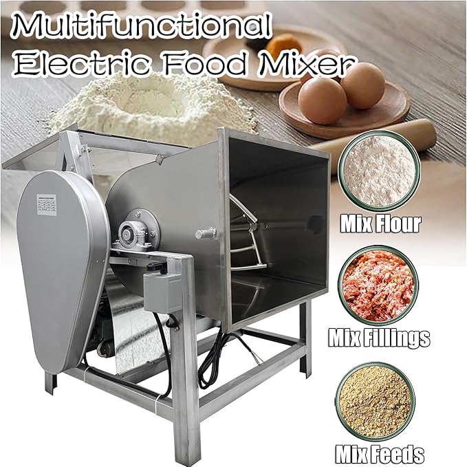 INTSUPERMAI 110V Commercial Dough Mixer Machine Kneading Capacity Electric Food Mixer Flour Mixer for Dough Mixing Kneading (Standard, 50KG/110LBS)