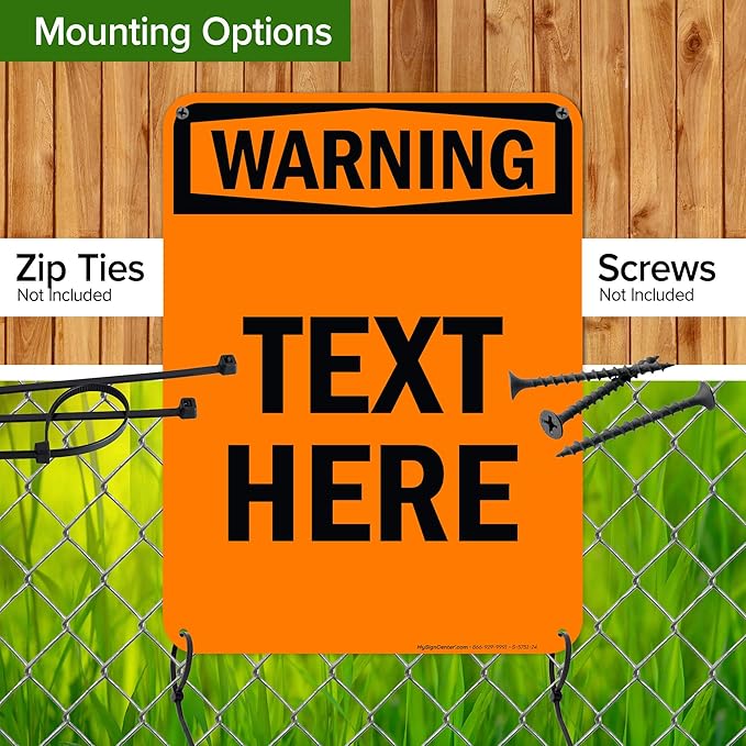 Custom warning Sign, OSHA Sign, 18x24 Inches, 55 mil thick HDPE (high density polyethylene), Made in USA by My Sign Center