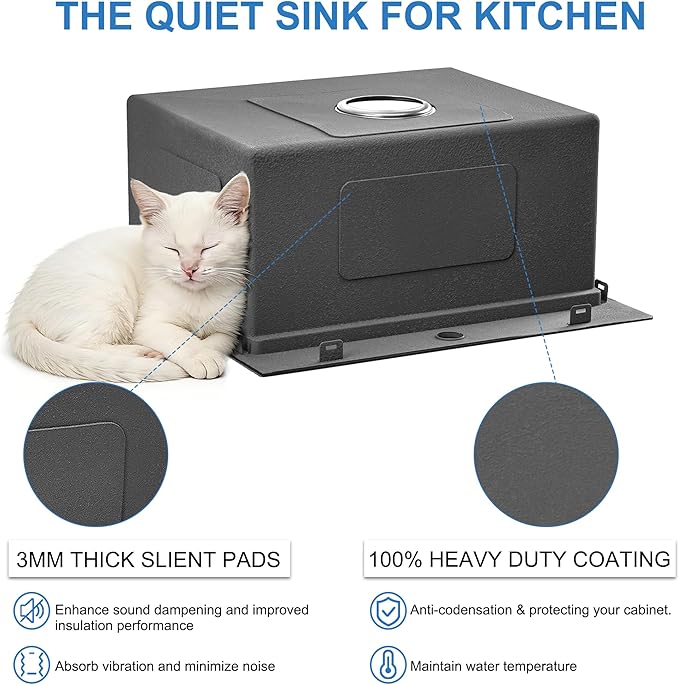 Scamall 21x20x10 Drop In Kitchen Sink Workstation, Nano Black 304 Stainless Steel Deep Single Bowl with Quick Drainage & Tarnish-Free Surface for Bar, Laundry, RV, Includes Accessories