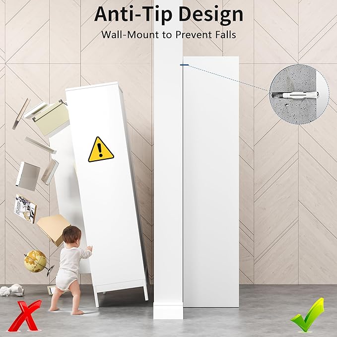 71" Kitchen Pantry Storage Cabinet,White Tall Storage Cabinet With Doors and 4 Shelves,Metal Food Pantry Cabinets for Kitchen Storage,Freestanding Cupboard for Dining Living Room,Assemble Required