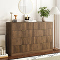 8 Drawer Dresser for Bedroom, Modern Fluted Double Dresser, 55" Wide Chest of Dressers, Mid Century Wooden Beside Table for Closet, Living Room and Entryway, Natural