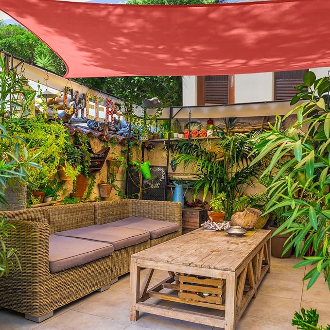 AsterOutdoor Sun Shade Sail Rectangle 16' x 16' UV Block Canopy for Patio Backyard Lawn Garden Outdoor Activities, Terra