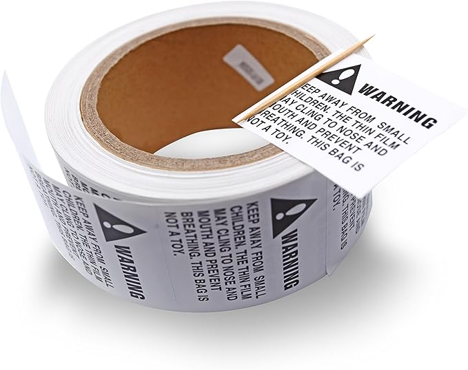 44LLC Suffocation Warning Keep Away from Children Stickers - 5 Rolls/2500 Labels