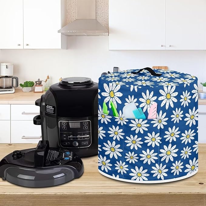 Flashideas Daisy Pressure Cooker Cover for Women Dust Protection Insulated Rice Cooker Cover Water Resistant Dust Cover with Pockets for Instant Pot 6 Quart Vintage Appliance Cover for Kitchen