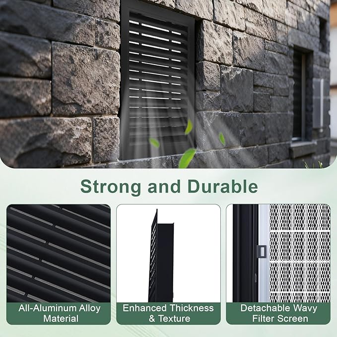 18"x24" Paintable Gable Vent - Premium Aluminum，Filter Screen for Removable, Ideal for Gables, Sheds, and Attics - Vent Opening 16"x22" - Boost Ventilation and Guard Against Moisture