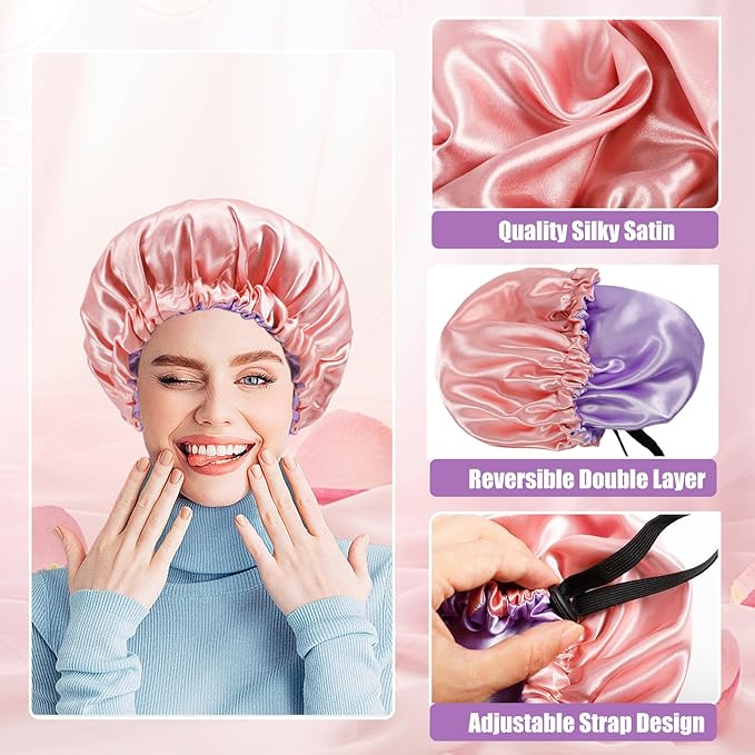2PCS Kids Satin Bonnet,Silk Sleeping Bonnet,Adjustable Hair Bonnet for Kid,Reversible Double Layer Children Night Cap