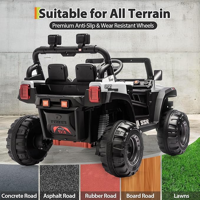 12V Kids Ride on Car, Electric Ride on Truck w/Parent Remote, Spring Suspension, Bluetooth Music, LED Light, 4.1Mph Max Speed, 3 Speeds, Battery Powered Vehicles for Kids Toddler Age 3-8, White