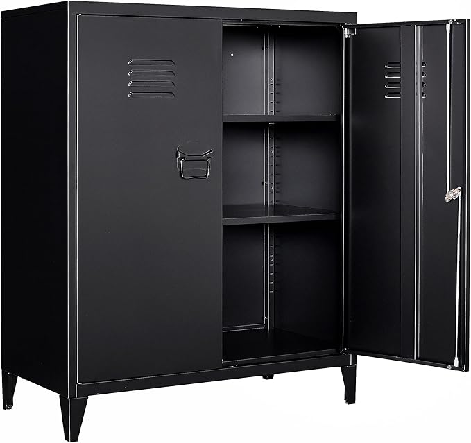 SISESOL Storage Cabinet with Doors and Shelves,40" Metal Storage Cabinet with Lock Door Adjustable Shelf,Office Storage Cabinets,Garage Tool Cabinets for Home,Office,School,Kitchen