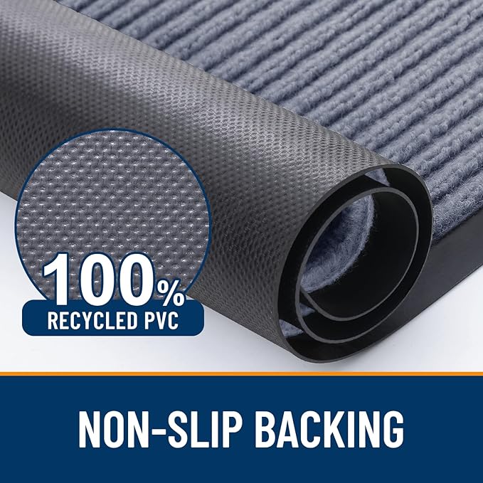 OLANLY Front Door Mat Indoor Outdoor Entrance, Waterproof Heavy Duty Doormat, Fade Resistant, Low Profile, Easy Clean Patio Porch Welcome Floor Mats for Entry, 35x23, Ash Grey