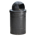 55 Gallon Perforated Trash Can with Plastic Dome Lid, Steel Outdoor Heavy-Duty Commercial Waste Bin, Round Recycle Container, Durable Garbage Can for Parks, Municipalities, Schools, Parking