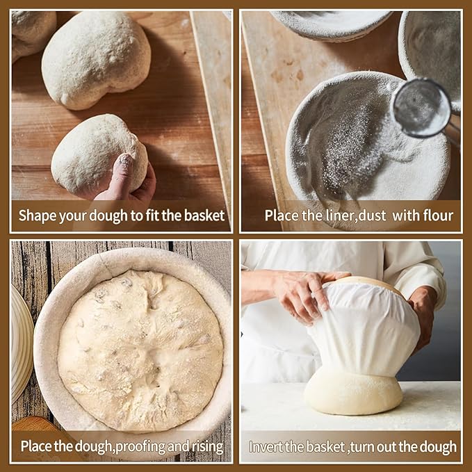 6 Packs Oval Banneton Cloth Liner for Bread Sourdough Proofing，10 inches，Natural Rattan Bread Proofing Cover for Banneton Basket Homemade Baking Dough（Basket Not Included）