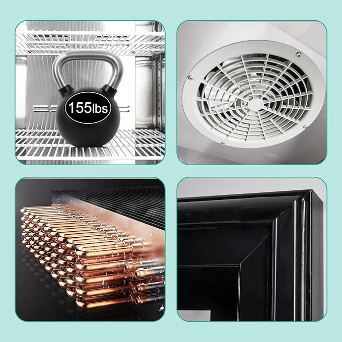 27" Commercial Glass Door Refrigerator, 23 Cu.Ft Single Door Reach-In Cooler, 33-40℉, Low-E Tempered Double Glass, 4 Shelves, R290