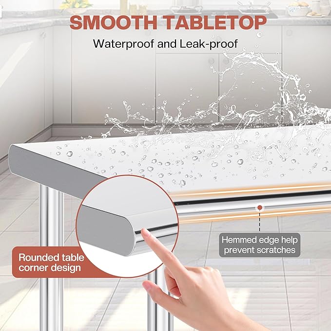 Jocisland 30" x 72" Stainless Steel Table for Prep & Work Adjustable Under Shelf and Feet, for Commercial Kitchen, Restaurant, Hotel, Garage