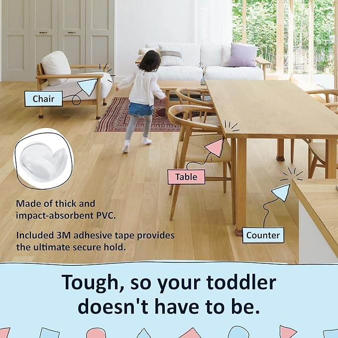 Bebe Earth Baby Proofing Corner Protectors, 24 Furniture Corner Guards Bumpers for Table - Clear Child Safety Protector for Home, New Parents and Couples