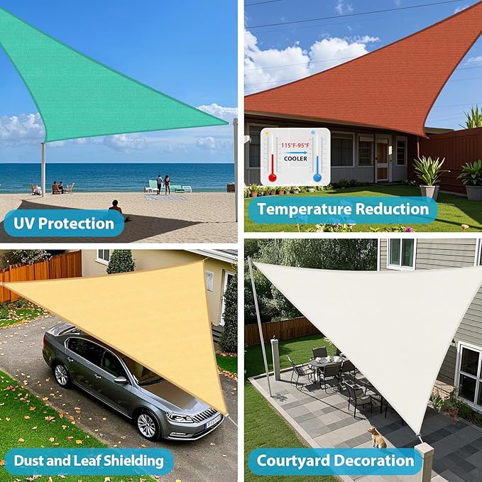 Amagenix Sun Shade Sail 9X10X13.5 Curved Edge Outdoor Shade Canopy Blue Breathable 95% UV Block Shade Cloth for Patio Garden Backyard (We Make Custom Size)