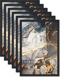 Engineered Wood 11x16 Picture Frame Set of 6, Black Frame for 11 x 16 Inch Picture Poster Photo, Light Weight 11 by 16 Frame with Wood-grain for Wall - 6 Pack/Black/11 x16