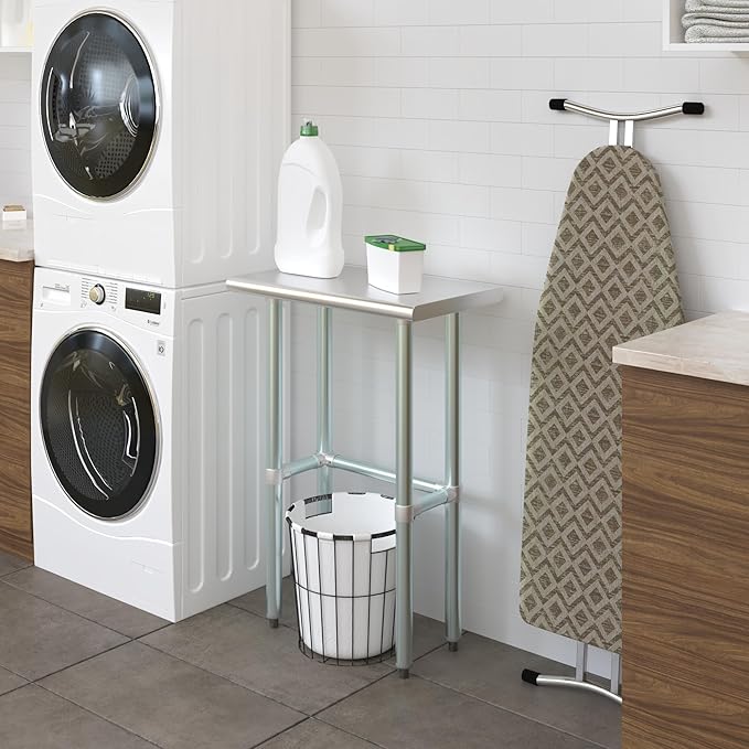 AmGood Stainless Steel Work Table Open Base | NSF | Laundry Garage Utility Bench (24" Long X 14" Deep)