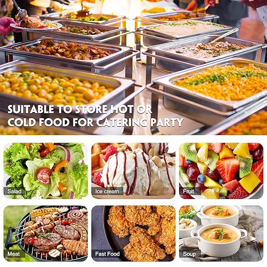 10 Pack Hotel Pans Stainless Steel Steam Table Pan 1/3 Size, 0.8 mm Thick Anti Jam Warming Pans for Food Warmer Restaurant Catering Supplies, 12.8 x 6.9 Inch(2-1/2 Inch Deep,Standard)