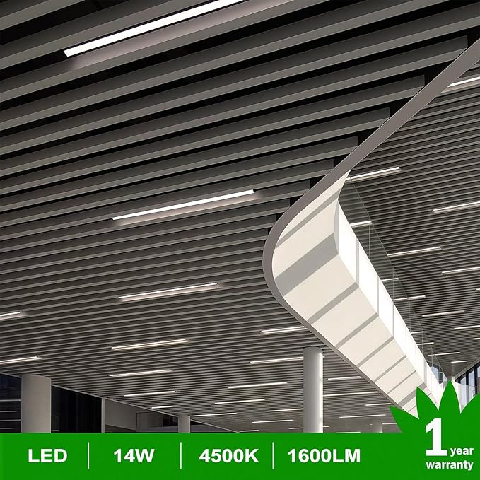 LightingWill LED Shop Light 3FT 14W, Natural White 4000K, Linkable T5 Integrated Fixture, Utility LED Ceiling and Under Cabinet Light, Corded Electric with Built-in ON/Off Switch, 10 Pack