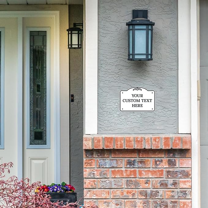 Custom Decorative Sign, Personalized Metal Sign for Driveway, Home, Airbnb, Door Plaque,White Background Black Border Sign, 7x10 Inches, ACM, Fade Resistant, Made in USA by Sigo Signs