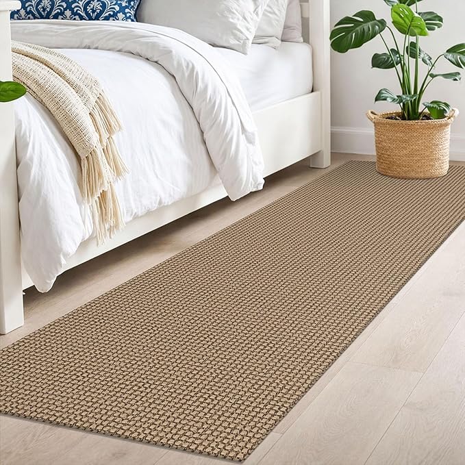 IOHOUZE Washable Runner Rug 2x7 Non Slip Rubber Backed Runners for Hallways Entryway Runner Indoor, Kitchen Rugs Woven Cotton Floor Carpet for Hall Entrance Bedroom, Orange/Tan/Brown