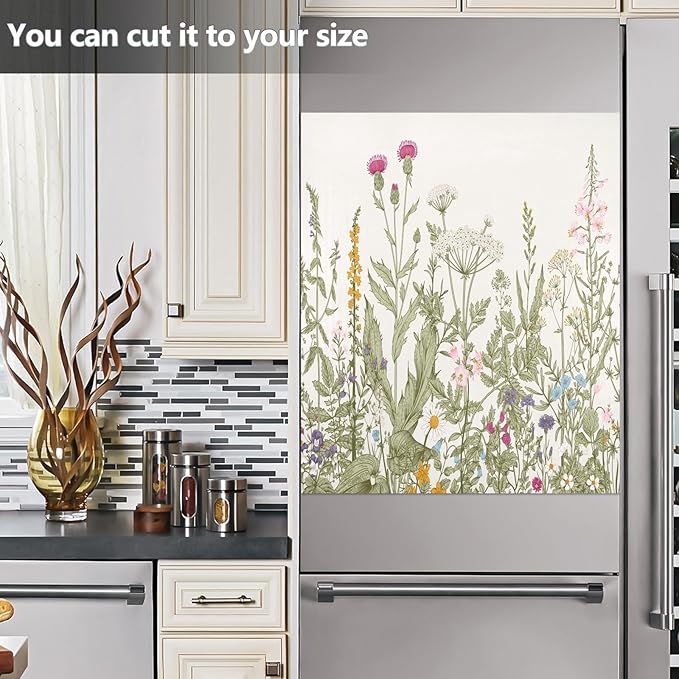 Flowers Herbs Wildflowers Botanical Dishwasher Magnet Cover Sticker Magnetic Refrigerator Panel Front Door Fridge Microwave Decal Decorative