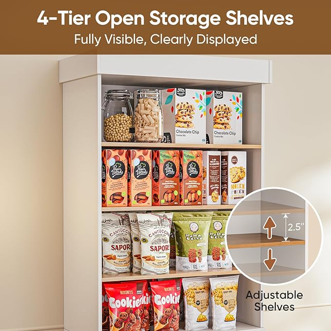 Vyre 71" Tall Farmhouse Kitchen Pantry, Set of 3 Large Storage Cabinets with 3 Drawers, Adjustable Shelves, Wood Versatile Hutch Cabinet for Living Room, Dining Room