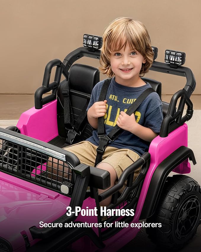 2 Seater Ride on Car Toy, 24V 4WD Electric Car for Kids 4-8 with Remote Control, 4x200W Motors, Capacity 110 lb - Pink