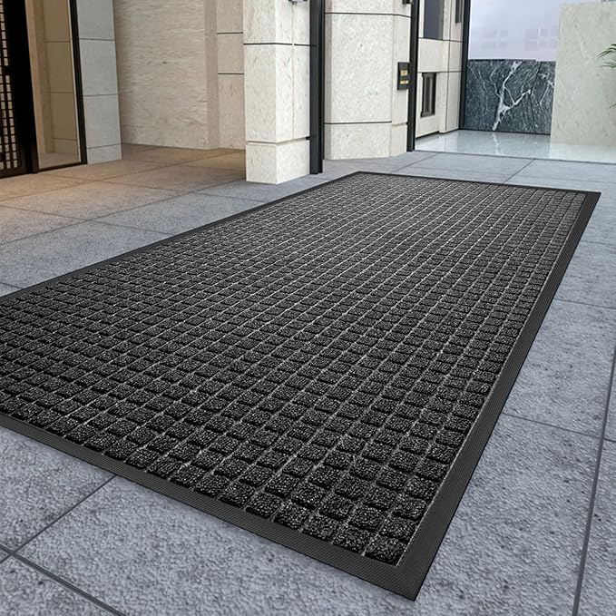 Kuyal Front Door Mat, 3'*6' Door Mat for Inside Outside Entrance,Waterproof Welcome Mats with Non-Slip Backing, Indoor Outdoor Entryway, Commercial Floor Mats, Durable & Easy to Clean, Dark Gray