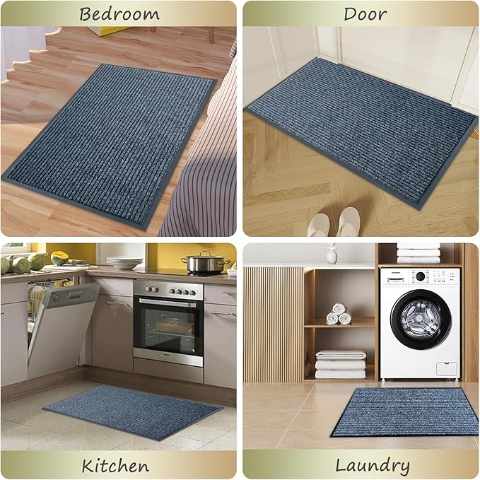 Front Door Mat,4'x6'Indoor Outdoor Door Mat,Heavy Duty Durable Welcome,Commercial Floor Mats Inside Outside Entrance, Waterproof All-Season, All-Weather Non Slip Backing Doormat for Entryway,Dark Gray