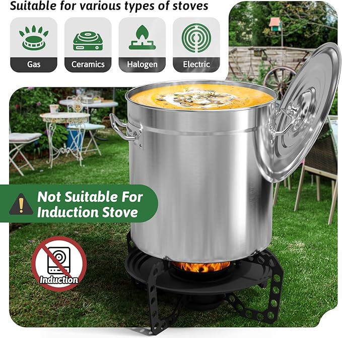 53-Quart Stainless Steel Seafood Boil Pot with Lid,Crab, Lobster, Shrimp Boil Stock with Strainer, Turkey Fryer Pot, Stock Boiler Deep,Fried Cooker for Commercial Outdoors