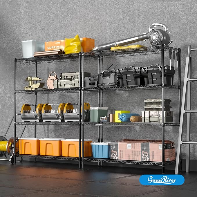 4-Shelf Adjustable Metal Shelf Wire Shelving Unit Heavy Duty Storage Rack Display Shelf for Office,Kitchen,Bedroom,Bathroom,Laundry,Pantry Basement,Garage(Black,48" L x 18" W x 62" H)