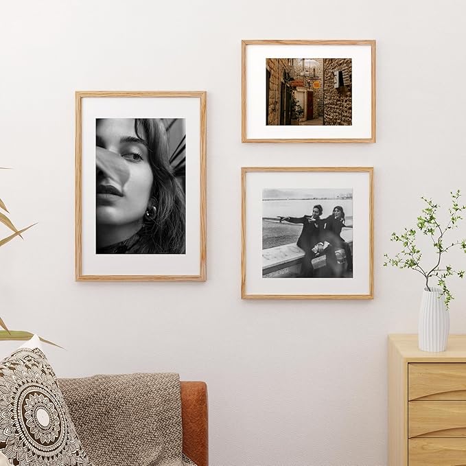 Fun Memories 16x24 Wood Picture Frame, Real Oak Wood 16 x24 Frame for Wall, 16x24 Inch Poster Frame, 16x24 Picture Frame Matted to 12x18, 16 by 24 Wooden Frame, Natural Oak Color, 1 Pack