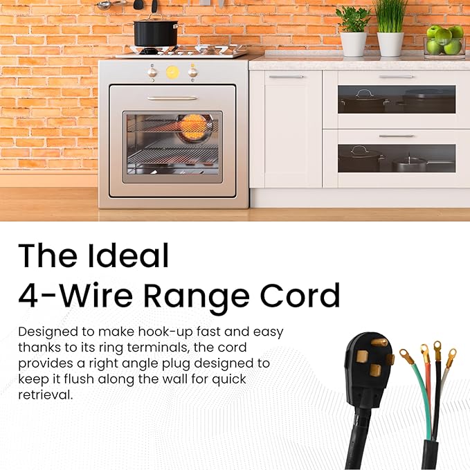 GoGreen Power (GG-27206) 6' 4-Wire Range Cord, 50 Amp, 6 Ft.