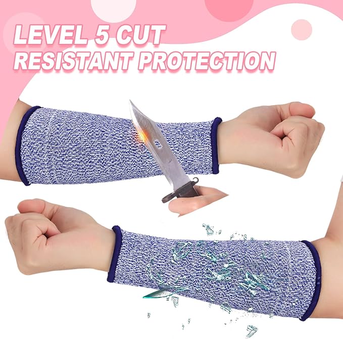 Sintege 3 Pairs Arm Protectors for Thin Skin and Bruising Cut Resistant Forearm Sleeve Level 5 Arm Burn Protection Sleeve (White, Purple, Pink,12.6 Inch)