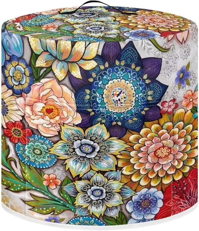 Dust Cover for 8 Quart Pressure Cooker Air Fryer Rice Cooker Kitchen Appliance Dust Covers with Storage Pockets Dust-proof Washable, Blooming Flower