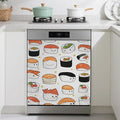 Japaness Sushi Print Dishwasher Magnets Decorative Cover,Magnet Fridge Panel Decal for Home Kitchen Decor,23x26 in