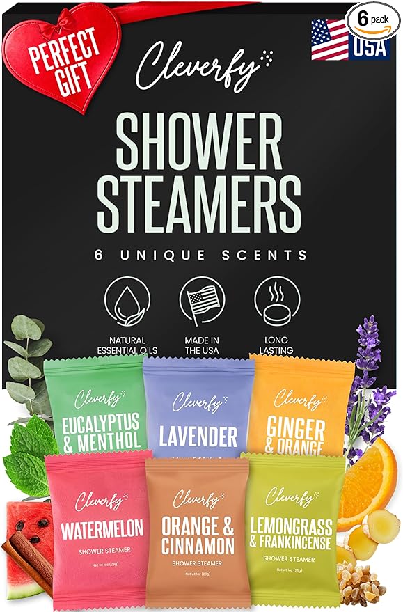 Cleverfy Shower Steamers Aromatherapy - Valentines Day Gifts for Him, Her, Husband, Boyfriend,Teen Girls and Boys - Valentines Gifts for Him, Her, Men and Women- 6 Tablets
