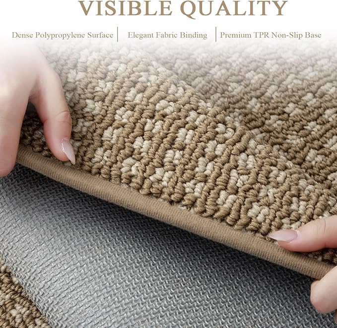 hicorfe Dirt Trapper Indoor Doormat,32"x48" Welcome Door mat,Non Slip Backing Washable Door Mats,Absorbent and Resistant Low-Profile Entrance Inside Floor Mat for Front Back Door and Entryway (Brown)