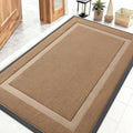 OLANLY Front Door Mat Indoor Outdoor Entrance, Waterproof All-Season, All-Weather Doormat, Sturdy Natural Rubber, Fade Resistant, Low Profile, Easy Clean Patio Porch Entryway Mat, 47x30, Light Borwn