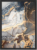 Engineered Wood 20x28 Frame, Black Picture Frame for 20 x 28 Inch Poster Puzzle Photo, Light Weight 20 by 28 Poster Frame with Wood-grain for Wall - 1 Pack/Black/20 x28
