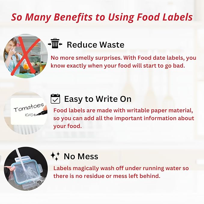 2x3 Dissolvable Food Labels, 500 Label Stickers, Bottle Labels for Storage Bins, Sticker Labels for Food containers, (500, Blank)